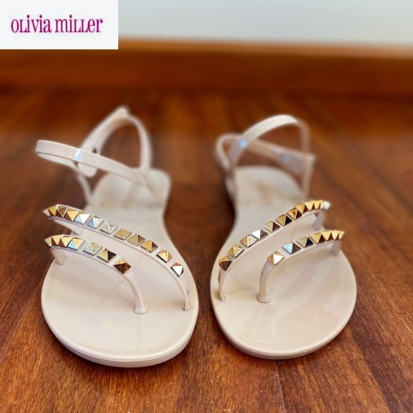 Olivia Miller Rose Gold Studded Sandal - Picture 1 of 3